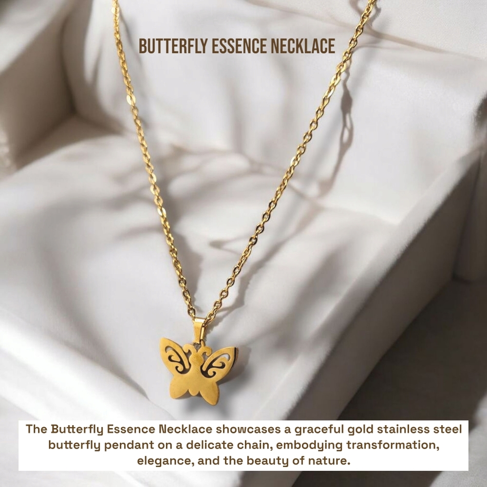 Gold Stainless Steel Butterfy Necklace